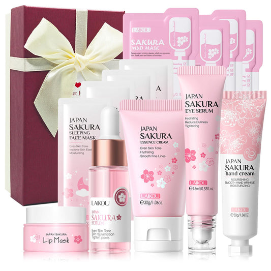 GUOUURR Skincare Set for Teenage Girls Gifts Kits, Skin Care Sets & Kits - Essence Cream,Serum,Eye Serum,Lip Mask,Hand Cream,4 Pcs Face Masks,4 Pcs Mud Masks with Gift Box