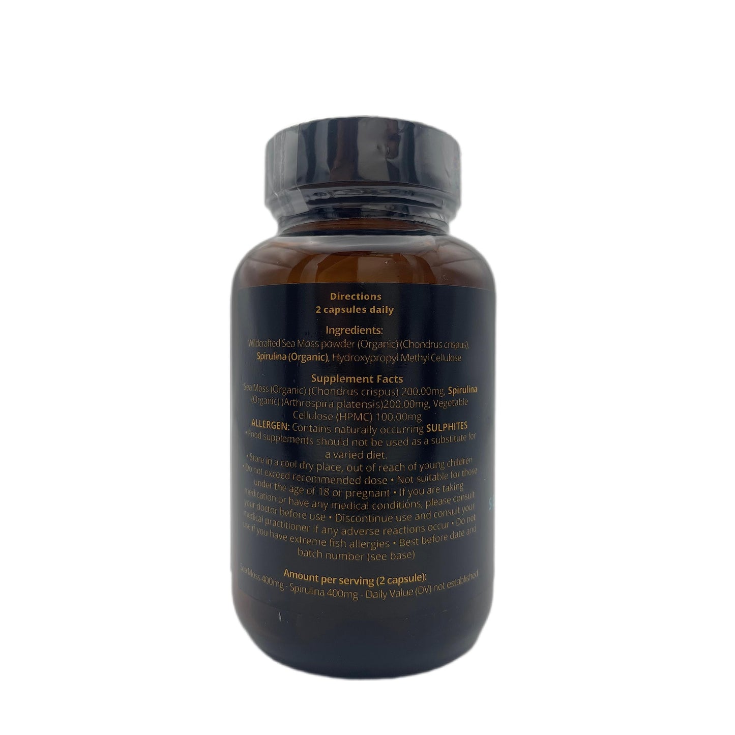 Organic Irish Sea Moss Capsules | 60 Vegan Capsules | GMO Free | Gordon Watkins Exclusive Botanical Blend (Spirulina)