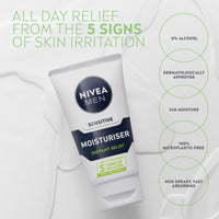 NIVEA MEN Sensitive Face Moisturiser with Zero Percent Alcohol, Sensitive Skin Moisturiser, Men's Skin Care Essentials, (75ml)
