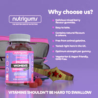 Women's Vitality | Multivitamins + Probiotics 60 Vegan Gummies | Contains 19 Active Nutrients. Gut, Bones, Energy, Hair, Skin, Vision & Immunity. Suitable for 12+ Years by NUTRIGUMS®