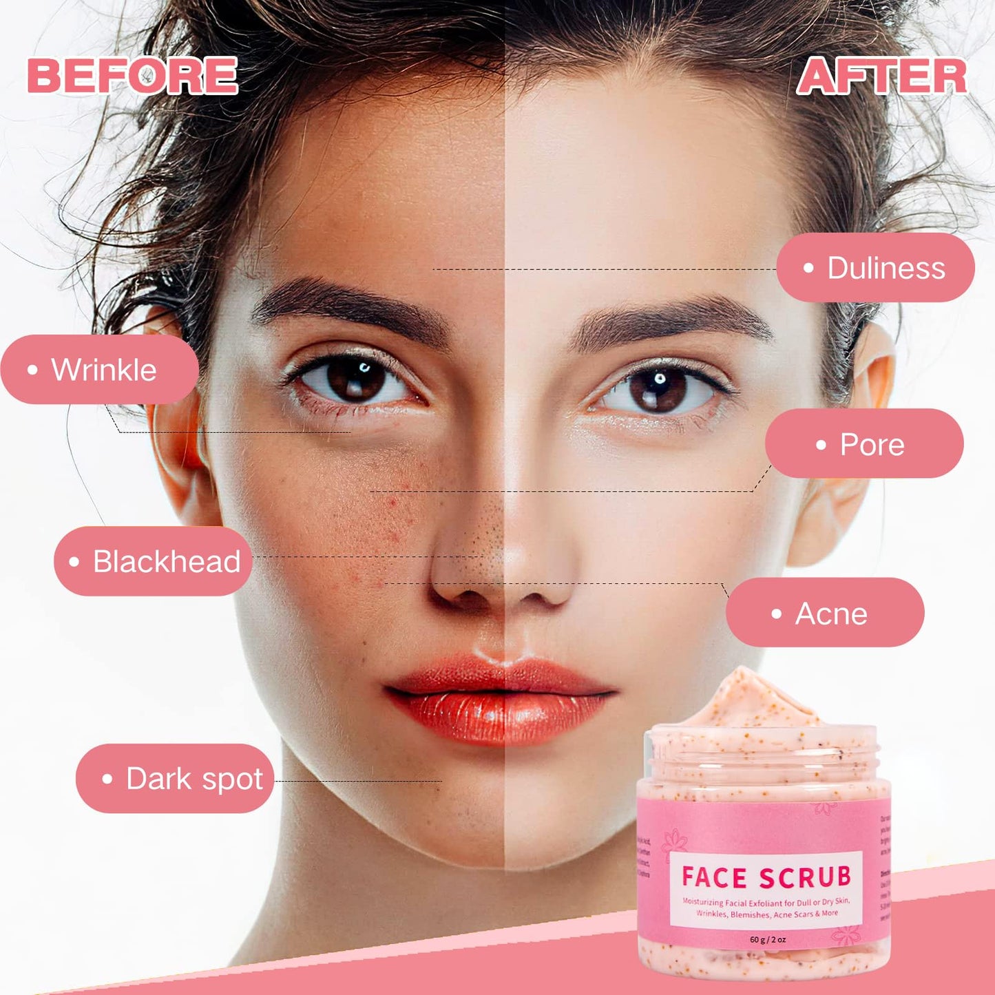IZBEAUVO Face Scrub with Retinol and Vitamin E - Exfoliating Face Wash Scrub, Face Exfoliator, Face Scrub for Women, Gentle Facial Scrub Cleanser for Peeling Brightening, Blackheads & Acne, Hydrating Skin
