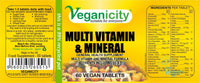 Veganicity Multi Vitamin & Mineral : General Health and Well-Being Supplement : 60 Tablets, in a Planet-Friendly 99% Recycled Pot