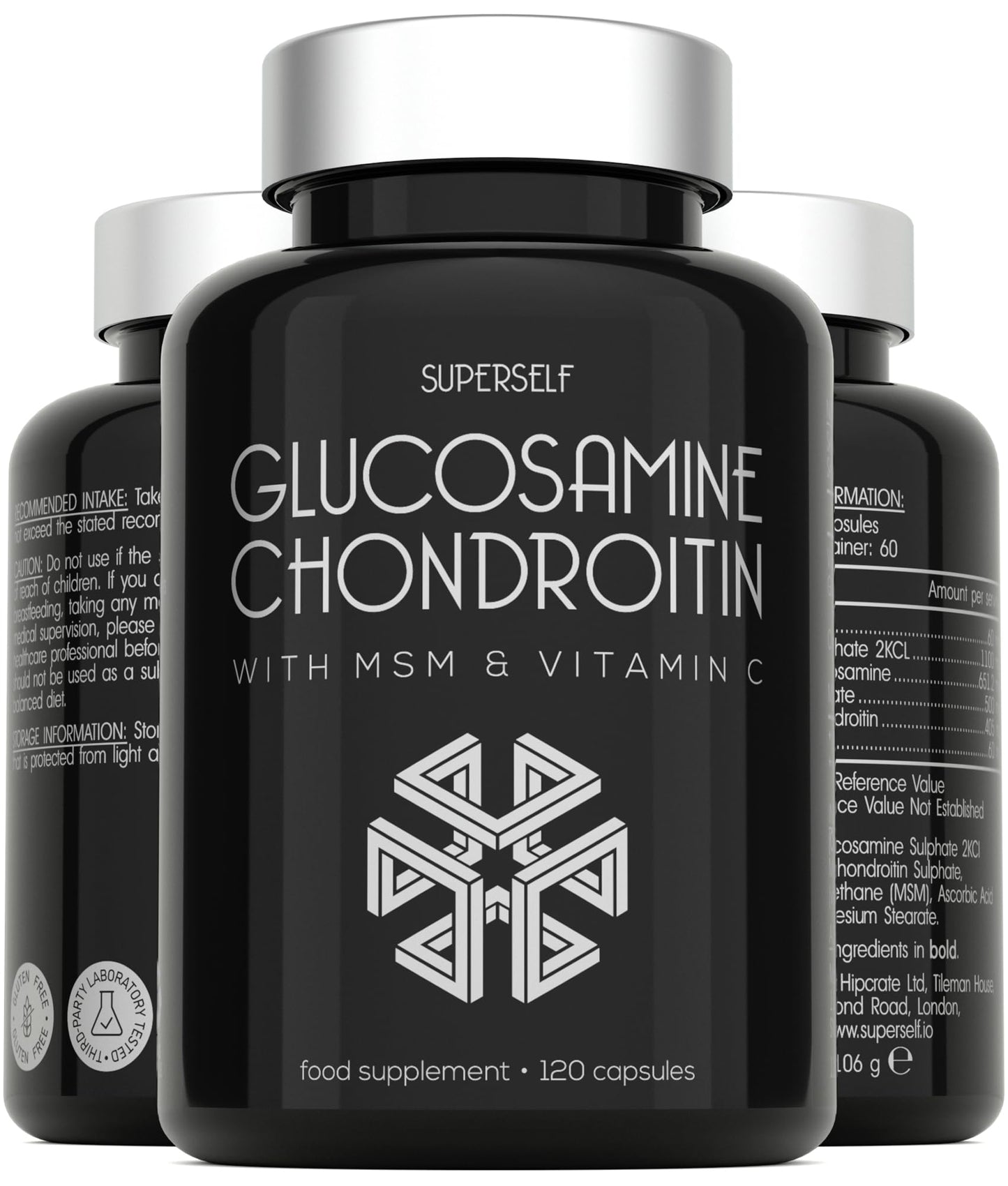 Glucosamine and Chondroitin High Strength - Glucosamine Sulphate with Chondroitin, MSM & Vitamin C - 120 Capsules - 1720mg Glucosamine Complex for Men & Women - Combination Supplements for Joints