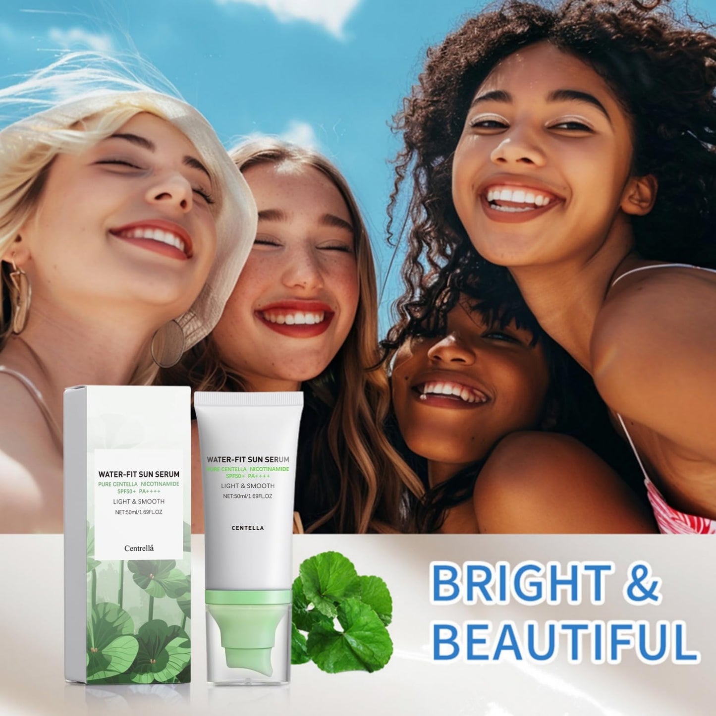 Xunzhi Centella Sunscreen SPF 50+PA++++,Centella Sunscreen,Soothing Sun Cream SPF 50+,SPF50 C/entella Face S/unscreen,Water Resistant Sun Serum,Korean Sunscreens,SP 50 Face Moisturiser,Hydrating Sun Lotion