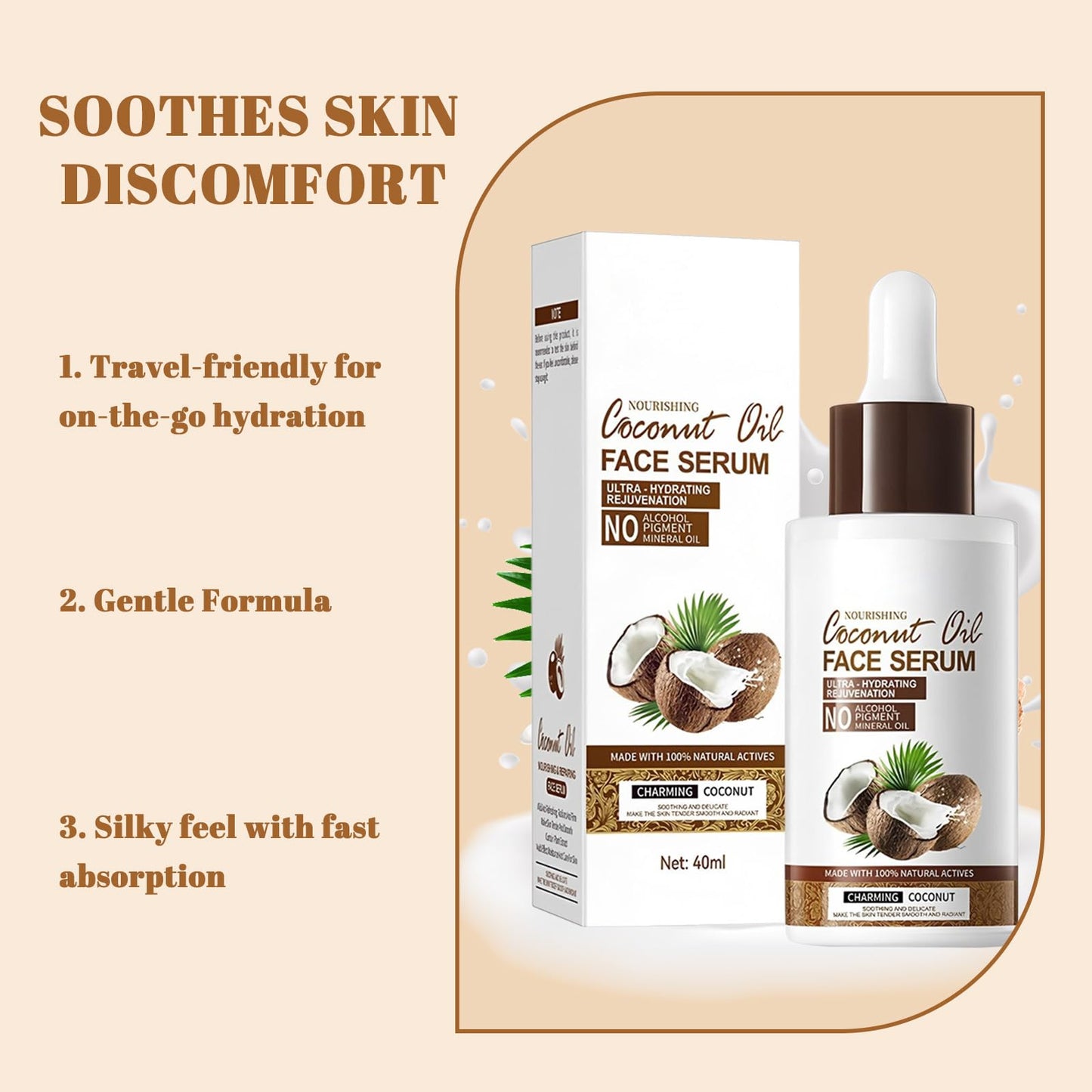 Generic Coconut Oil Serum for Deep Hydration and Barrier Repair Glow Enhancing Face Oil with Lightweight Fast Absorbing Texture Vegan Gentle Multi Purpose Skincare for Women