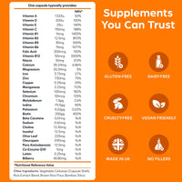 Multivitamins & Minerals Supplement - 34 Essential Nutrients - Daily Multivitamin Tablets for Men & Women - 60 Vegan Capsules - Made in The UK by Purolabs