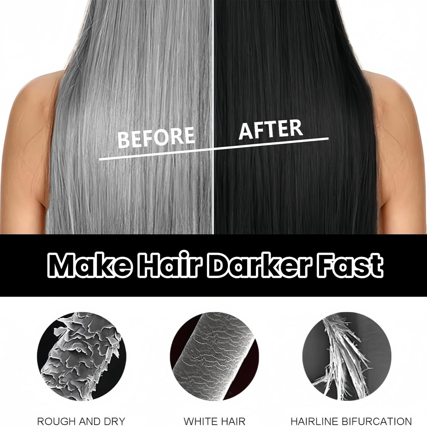 Polar Hair Dye Shampoo,Hair Care Instant Dye Shampoo,Black Shampoo for Grey Hair,Hair Color for Women,3 in 1 Instant Hair Dye Shampoo,Anti Grey Shampoo,Hair Colour Shampoo,Temporary Hair Dye(Black)