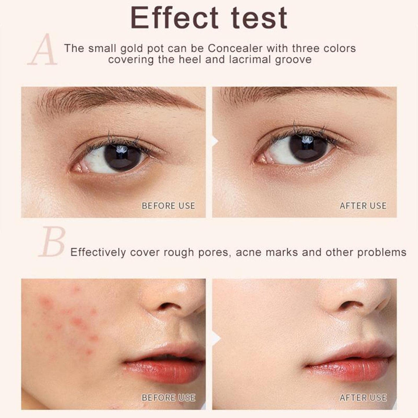 gcdat Tri-color Cream Concealer Palette Girls Makeup Concealer Foundation for Dark Skin Cover Spots Acne Marks Full Coverage Concealer