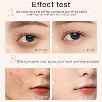 gcdat Tri-color Cream Concealer Palette Girls Makeup Concealer Foundation for Dark Skin Cover Spots Acne Marks Full Coverage Concealer