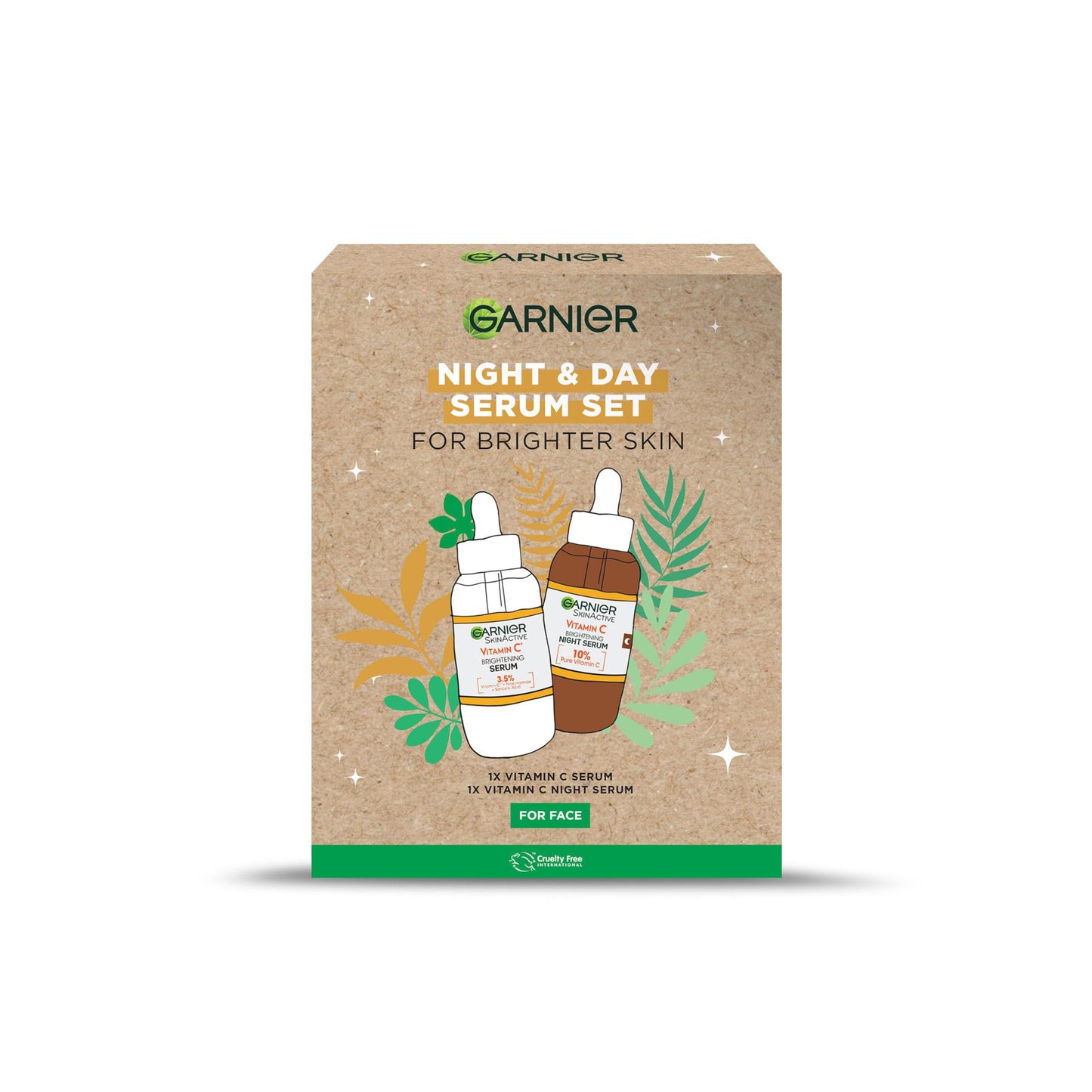Garnier Vitamin C Day & Night Serum Gift Set for Face, Anti-Dark Spots & Brightening, For All Skin Types, Approved by Cruelty Free International