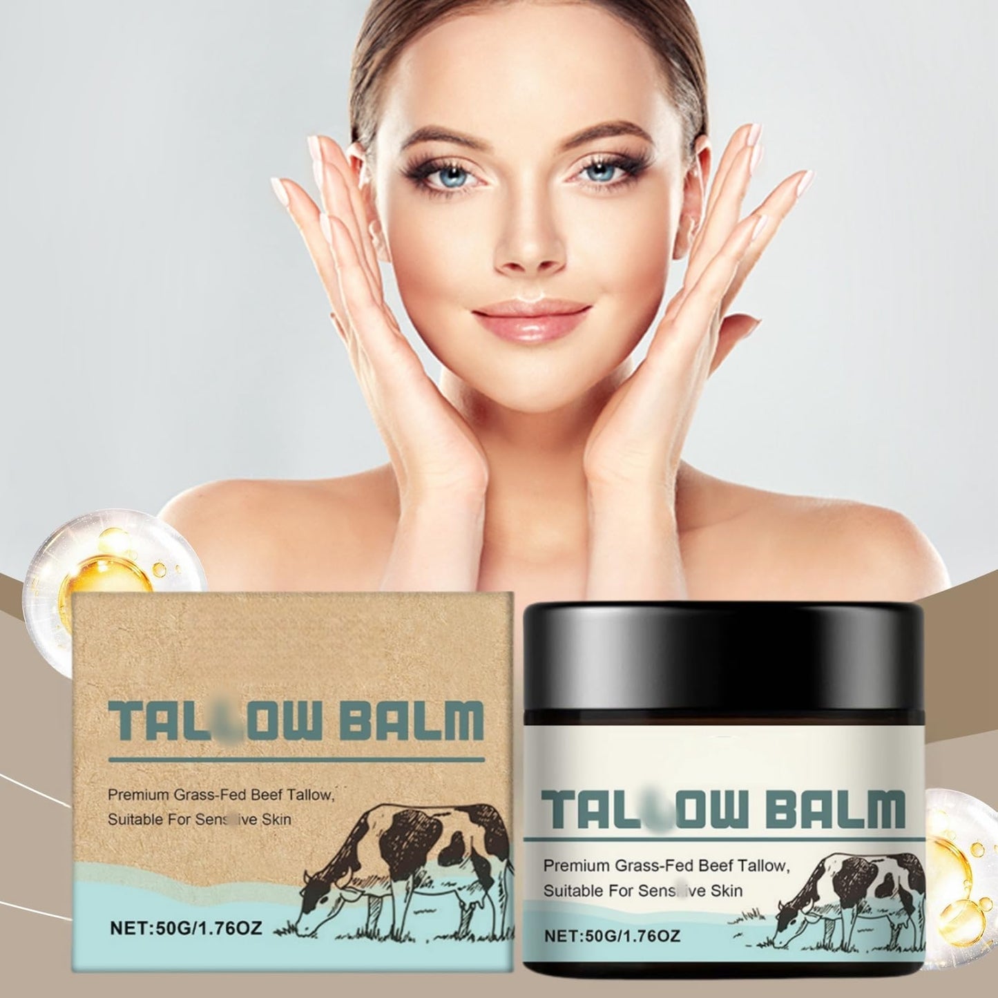Fankayi Beef Tallow Skin Care Cream,Multi-Purpose Balm for Face & Balm Tallow Face Moisturizer for Sk-in Ca-re,Face Moisturiser,Face Cream,Tal-low Ba-lm,Tall-ow Moisturiser,Anti Wrinkle Cream,Sk-in Care Cream