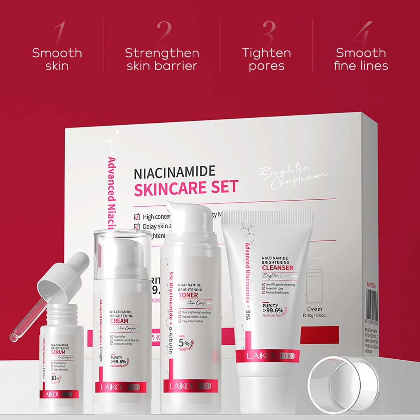 Angivlga Niacinamide Skincare Set Gifts For Women & Girls, Brightening Anti-Aging Skin Care Improve Dark Spot And Even Out Skin Tone - Korean Skin Care Pamper Gifts For Women