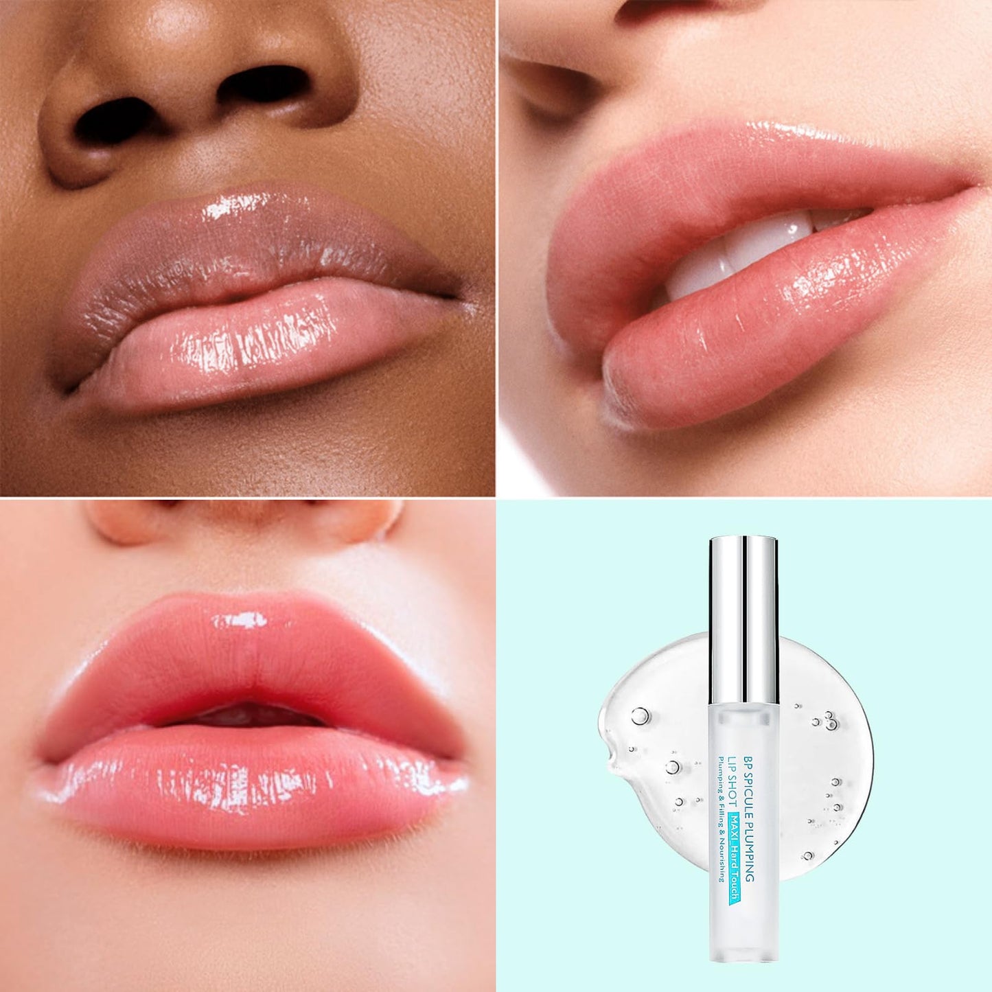 Lumiter 2PCS Spicule Lip Plumping Lip Gloss Clear, Lip Plumper Extreme, Hydrate & Volumize Lip Plumper, Plumping Lip Oil, Hyaluronic Acid & Peptides Visibly Smooth Lip Wrinkles