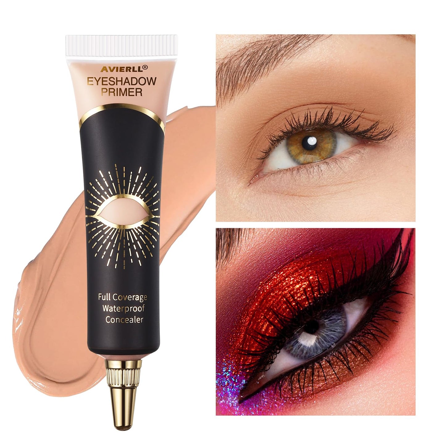 OKAQEE Eyeshadow Primer - Cream Eye Primer - Eye Base for Long Lasting Eye Makeup - Cream Colorful Eyeshadow Base for Eyelid - Matte Full Coverage Concealer Makeup for Mature Skin (02 MEDIUM)