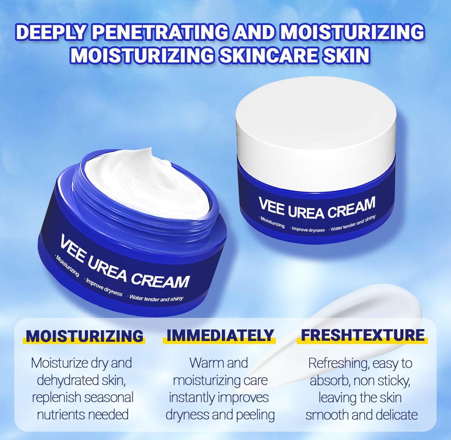 GMHLLES 2 Bottles Urea Cream 60 Percent for Feet,70g Cracked Heel Repair Cream,Urea Moisturiser,Lightweight and Gentle,Suitable for Cracked Feet and Dry Body Skin Care,with 1 Massage Board