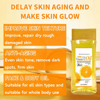 Cureluxe Vitamin C Essential Oils for Skin - Vitamin C Body Gel Oil - Brightening & Firiming Body Oil for Women - Deeply Nourishing Body Gel for Dry Skin - Body & Face Oil 200ml