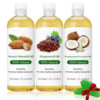Veroa 【100Ml*3Pcs】VEROA Body Oil 100% Almond Oil & Grapeseed Oil & Pure Coconut Oil Set,Natural and Cold Pressed Body Oil for Women,Suitable for Skin, Hair, Massage,Hydrating and Nourishing