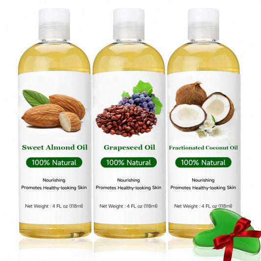 Veroa 【100Ml*3Pcs】VEROA Body Oil 100% Almond Oil & Grapeseed Oil & Pure Coconut Oil Set,Natural and Cold Pressed Body Oil for Women,Suitable for Skin, Hair, Massage,Hydrating and Nourishing