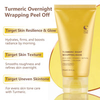 Turmeric Collagen Face Mask, Collagen Night Wrapping Mask, Peel Off Face Masks, Overnight Korean Skincare – Hydrating, Brightening & Firming Facial Treatment For Glowing Skin