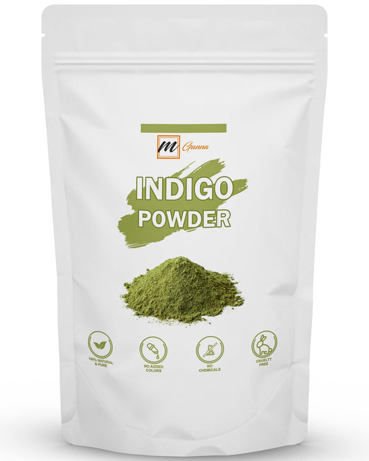 mGanna 100% Natural Indigo Powder For Hair Dye and Color | No Sulfates | No PPD or Any Chemicals for Healthy Hair Care 0.50 LBS 227 GMS