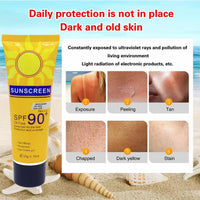 ISBEAUSOLS Sunscreen for Face&Body SPF90,Oil Free Sun Cream,Waterproof Suncream for Long Lasting Sun Protection,Moisturizing and Hydrating,Uva And Uvb Protection Spf Moisturiser,Pack of 1,50G