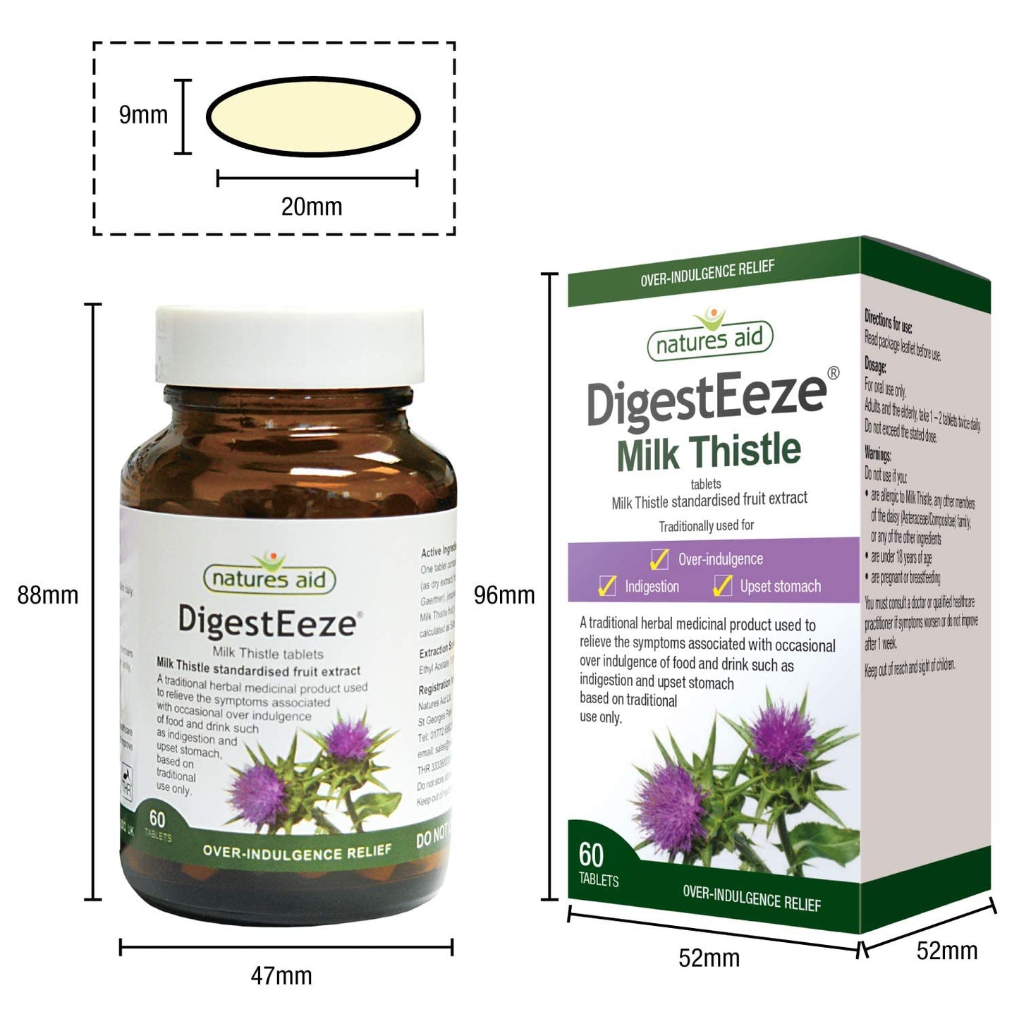 Natures Aid DigestEeze Milk Thistle, 60 Tablets