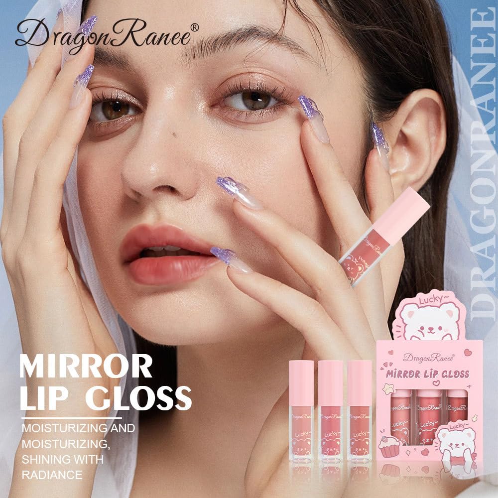 ChicNana Lip Oil and Lip Gloss Set, 3Packs Lip Oil Hydrating Lipgloss Gift Set Lip Glow Oil Tinted Clear Lip Plumper Non-sticky Moisturizing Gift For Women Kids Teenage Girls (A Set, 3 Packs)