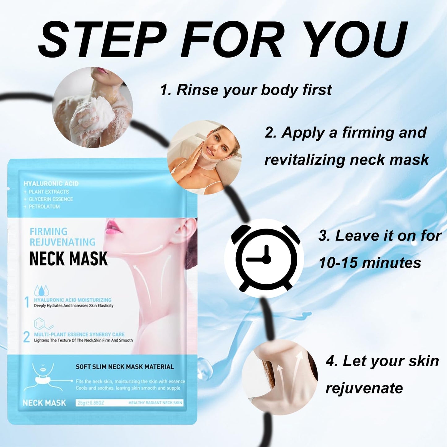 Bavooty Firming Rejuvenating Neck Mask,Neck Tightening &Wrinkle Patches,Moisturizing Mask,Revitalizes and Improves Skin Elasticity for Tired Skin,7pcs