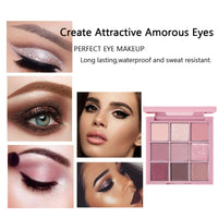 HIVETZ Pink Eyeshadow Palette,Make-Up Palettes,9 Colour Glitter Matte Eye Shadow Pallets,Shimmer Glitter Eye Shadow Pallets,Bright Eyeshadow Palettes,Makeup Eyeshadow,Long Lasting Highly Pigmented Eye Shadow