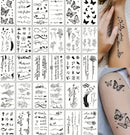 Generic 30 Sheets Of Fine Line Temporary Tattoos, Realistic Removable Body Art, Words, Patterns, Flowers, Botanical Leaves. 100s of Tattoos, Festival Tattoos