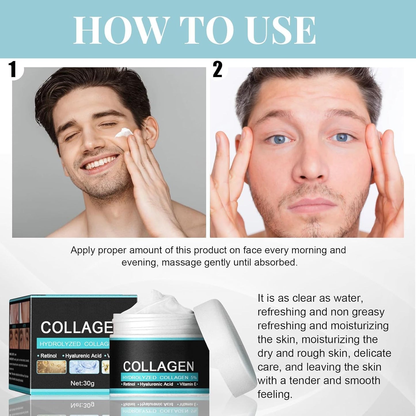 Men's Skin Tightening Face Cream - Anti Aging Moisturizer to Reduce Fine Lines and Wrinkles, Anti Wrinkle Skincare for a Smoother, Youthful Appearance, Face Cream Moisturiser for Men