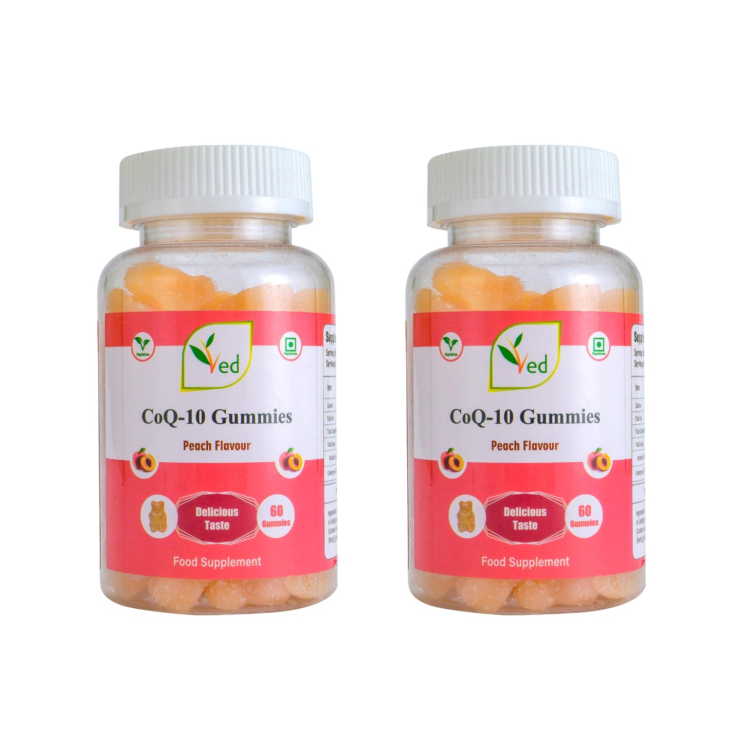 VED Ved Co Enzyme Q10 Gummies, Super Antioxidant, Vegan for Men and Women, Peach Flavour 60 Days’ Supply.(Pack of 2)