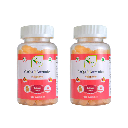VED Ved Co Enzyme Q10 Gummies, Super Antioxidant, Vegan for Men and Women, Peach Flavour 60 Days’ Supply.(Pack of 2)