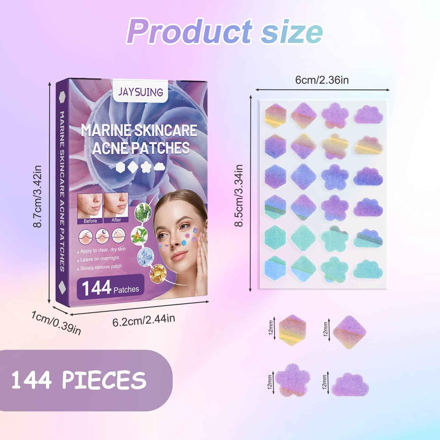 Zngou 144Pcs Pimple Patches Hydrocolloid Spot Patches Absorbing Acne Patch Colourful Acne Dots Spot Stickers Acne Treatment Patch Zit Patch Hydrocolloid Patches for Spot Face Body Blemish Cover Skin Care