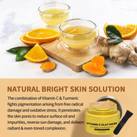 IZBEAUVO Vitamin C Turmeric Clay Face Mask with Kaolin Clay for Dark Spots, Turmeric Mud Mask for Acne-Prone, Deep Cleansing Clay Mask, Vitamin C Mud Mask for Glowing Skin, Mud Mask for Face, Even Skin Tone