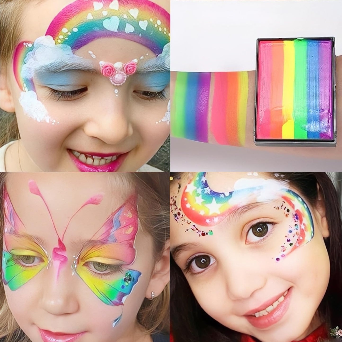 Professional Rainbow Face Paint, 50g Water-Based Palette, Quick-Drying & Long-Lasting, Skin-Friendly Body & Face Makeup, Ideal for Pride Parades, Carnivals, Cosplay & Festivals, Easy Removal
