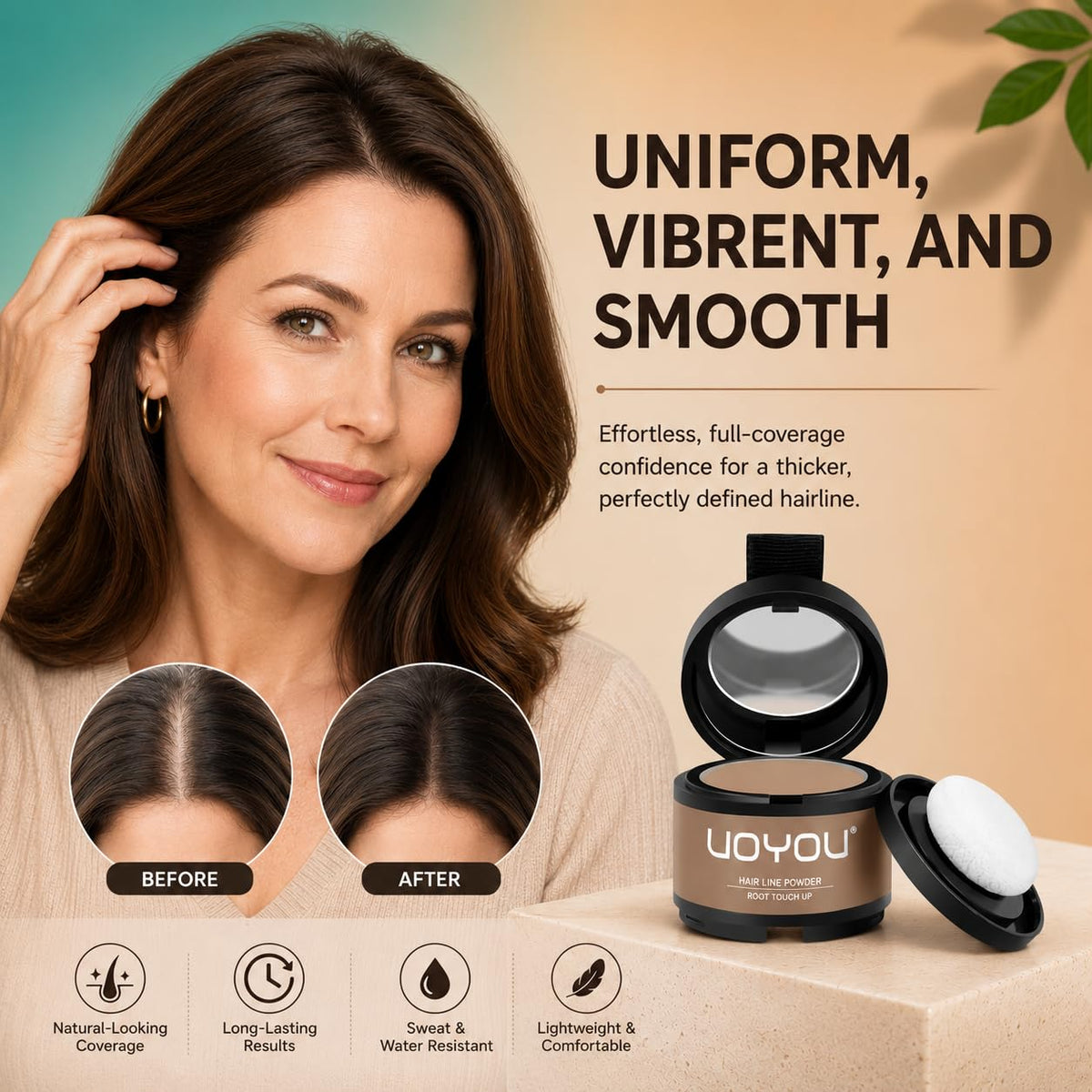 UOYOU Hairline Powder Light Blonde Root Touch Up, Instantly Conceals Hair Loss, Gray Root Cover Up Powder for Thinning Hair Men & Women, Water & Sweat Resistant, Includes Brush (Light Blonde)