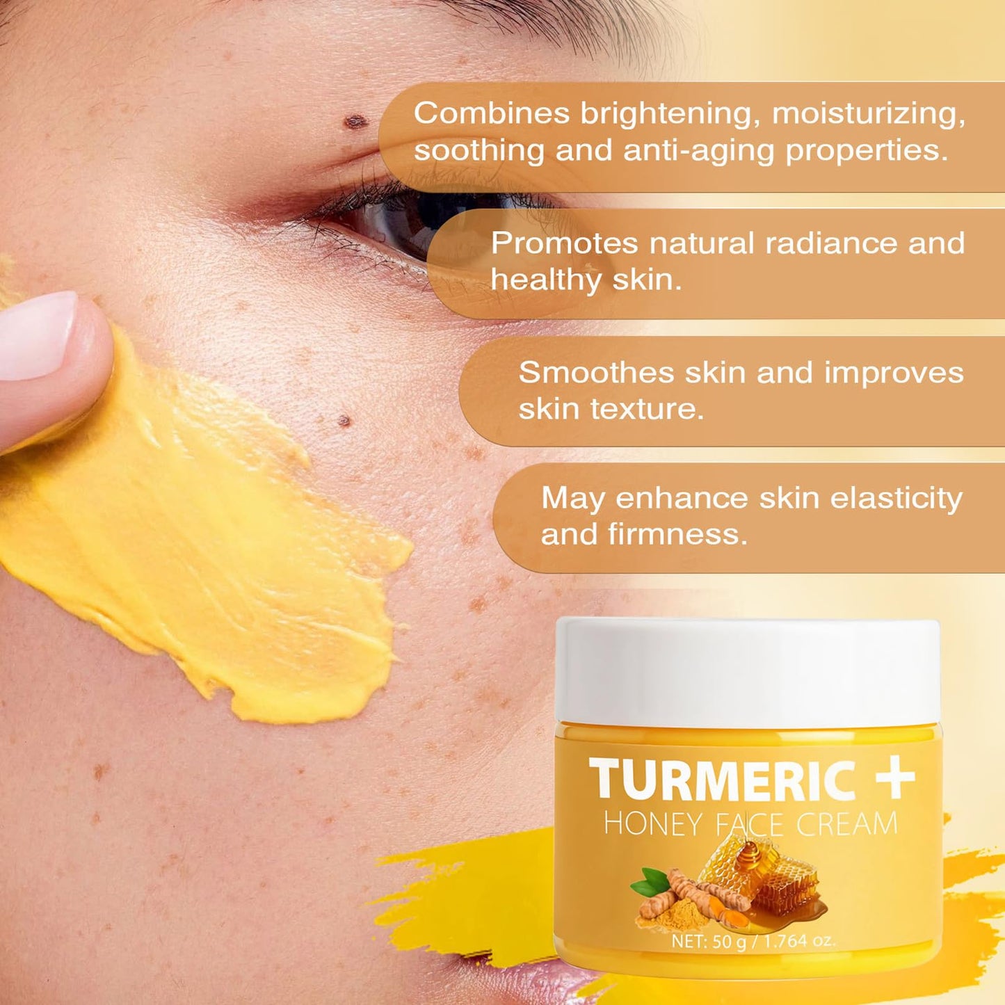 Turmeric Face Cream, Brightening Face Cream with Honey & Vitamin C, Dark Spot Remover for Face, Moisturizing Skin Care Day & Night Facial Cream Wrinkles, Fine Line and Uneven Skin Tone