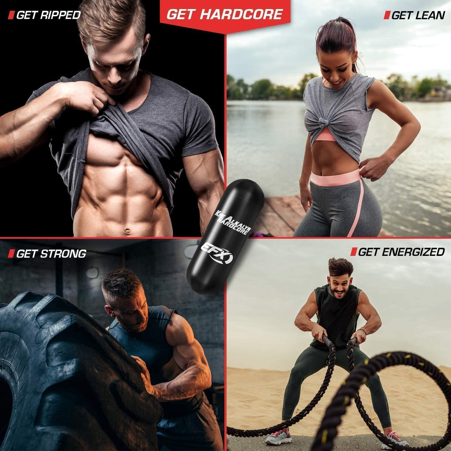 All American EFX Kre Alkalyn Hardcore | Build Muscle & Enhance Performance | Thermogenic pH Correct Creatine Monohydrate Pill Supplement (120 Pills)