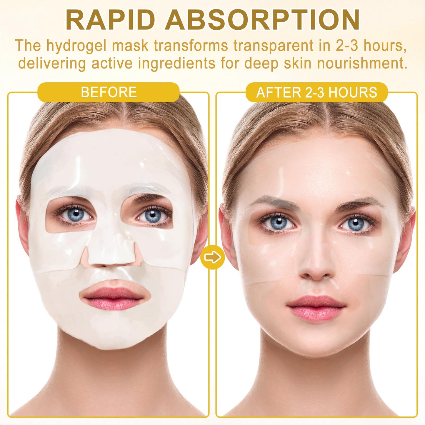 Generic Advanced Snail Mucin Glass Glow Hydrogel Mask, Collagen Face Masks Skincare, Collagen Night Wrapping Mask, Snail Mucin Korean Skincare(4 PCS)