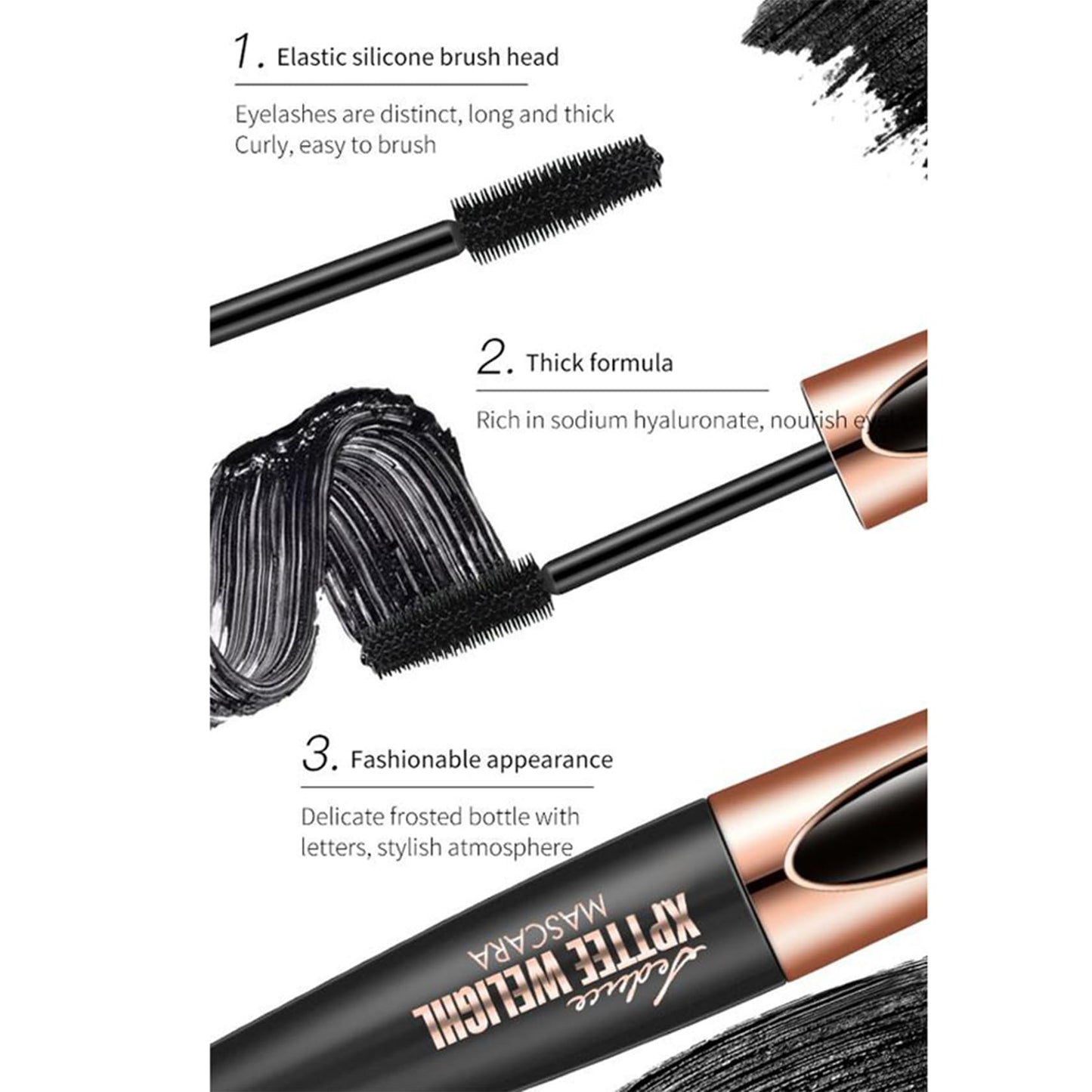 Generic 4D Silk Fiber Mascara Waterproof, Black Volume and Length Waterproof Mascara with False Lash Effect, Long Lasting Fibre, Smudge Proof (01#Black)