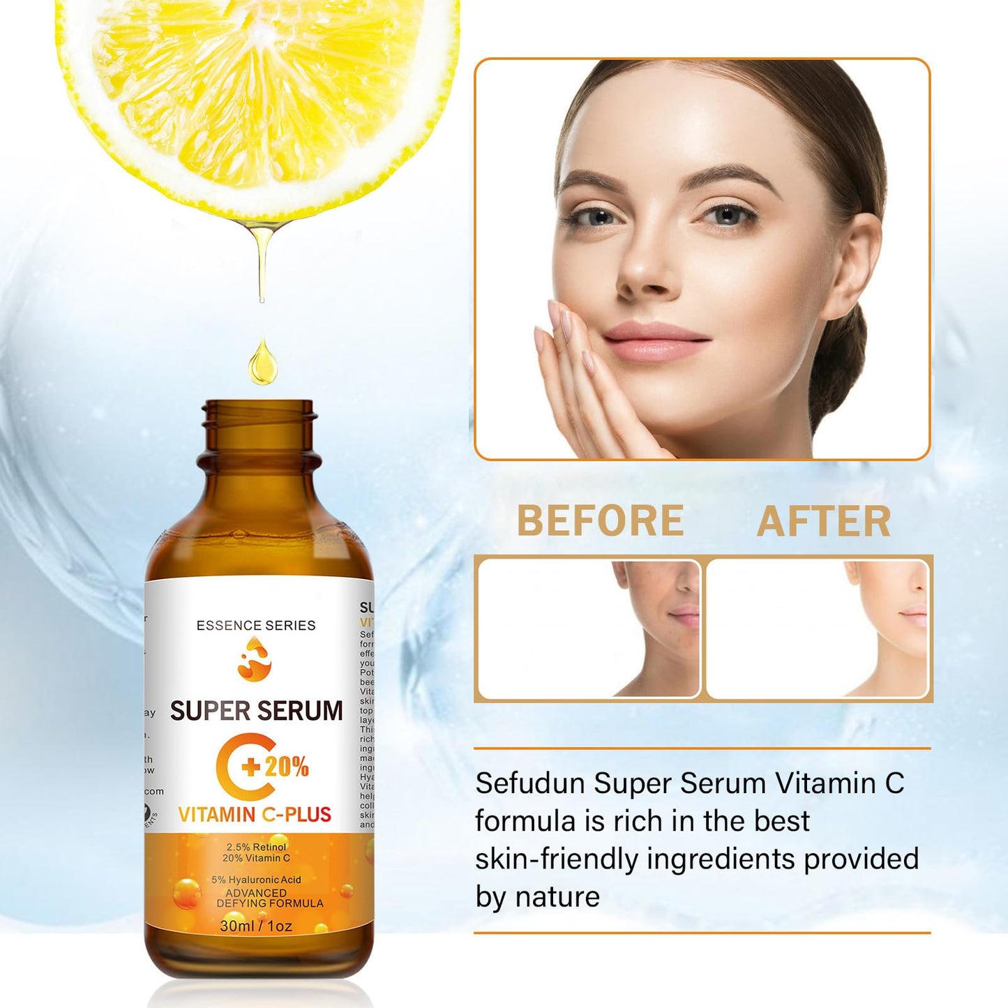 NatrLuxe Vitamin C & Turmeric Face Serum For Aging & Wrinkles - Oil With 20% Vitamin C, Improves Dark Spots & Fine Lines, Moisturizing Skin Care Formula