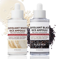 Thalixiry Peel Shot Glow Rice – Exfoliant White Rice + Black Rice Ampoule - Face & Body Scrub, Removes Dead Skin Cells, Blackheads & Brightening Exfoliator - Gentle Peeling with Rice Bran Water, AHA and BHA