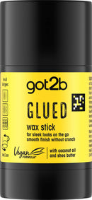got2b Glued Wax Stick 50g, Long-Lasting Styling Wax Stick, Clear Hair Wax Stick for Slick Looks On the Go, Non-Greasy Hair Pomade to Tame Flyaways, Strong Hold, Vegan Formula*