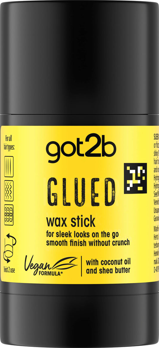 got2b Glued Wax Stick 50g, Long-Lasting Styling Wax Stick, Clear Hair Wax Stick for Slick Looks On the Go, Non-Greasy Hair Pomade to Tame Flyaways, Strong Hold, Vegan Formula*