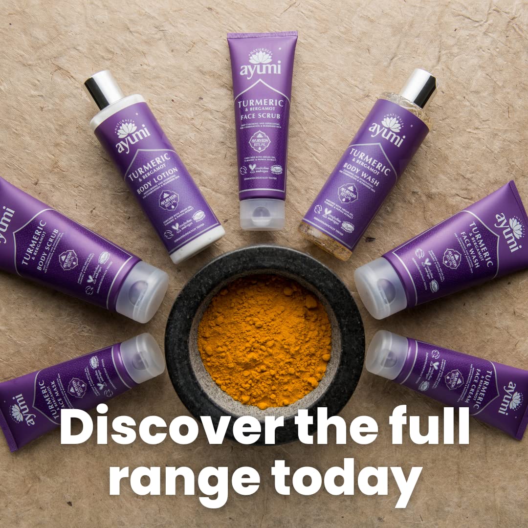 Ayumi Turmeric & Papaya Body Scrub, With Ground Olive Stones & Crushed Pumice Stone to Buff Away Dead Skin Cells, For Smooth & Radiant Skin 1 x 200ml