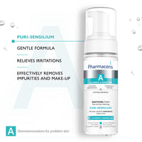 Pharmaceris A Puri-Sensilium, Eye and Face Cleanser, Foaming Cleanser for Sensitive Skin, Soothes Irritations, D-Panthenol, Hypoallergenic Face Wash - 150 ml