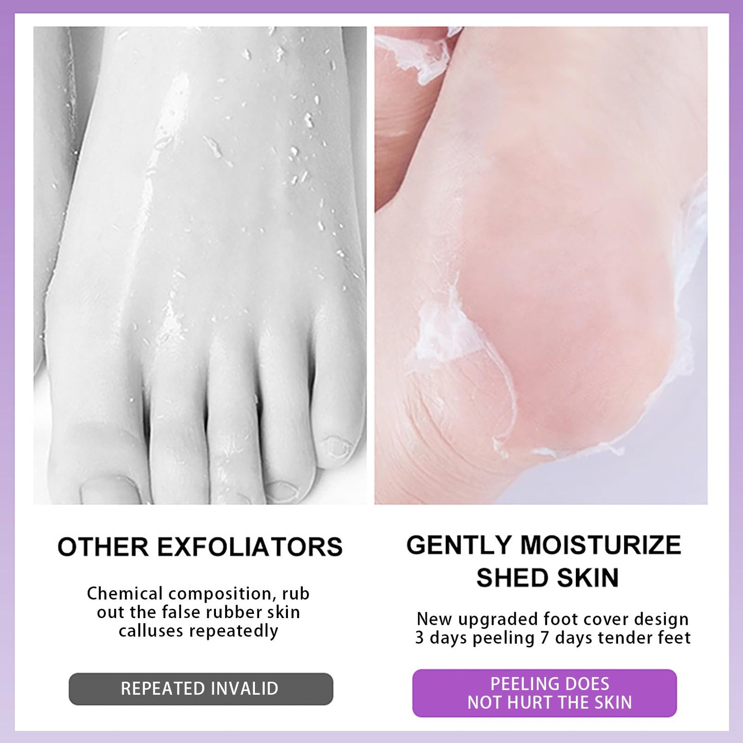 NatrLuxe 2 Pairs Foot Peel Masks, Foot Mask Callus Remover - Repair Heels, Removes Dry Dead Skin For Baby Soft Feet - Exfoliating Feet Peeling Mask For Hard Skin - Peeling, Lavender
