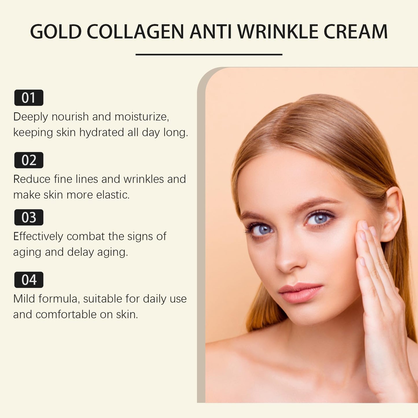 WEJOY 2pcs Golden Collagen Anti-Wrinkle Cream, Gold Collagen Firming Cream,Long-Lasting Deep Face Moisturiser,Day & Night Anti Aging Face Cream,Skin Tightening Cream for Face,50g*2