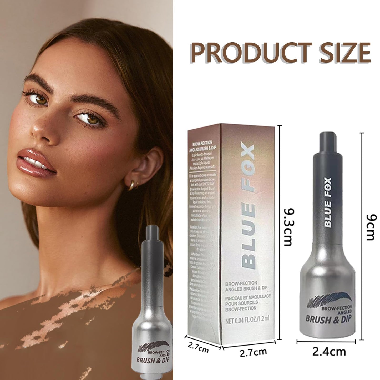 Angled Brow Brush & Dip – Waterproof, Smudge-Proof Liquid Eyebrow Pen For Hair-Like Strokes & Natural Brows – Shade #02 Auburn